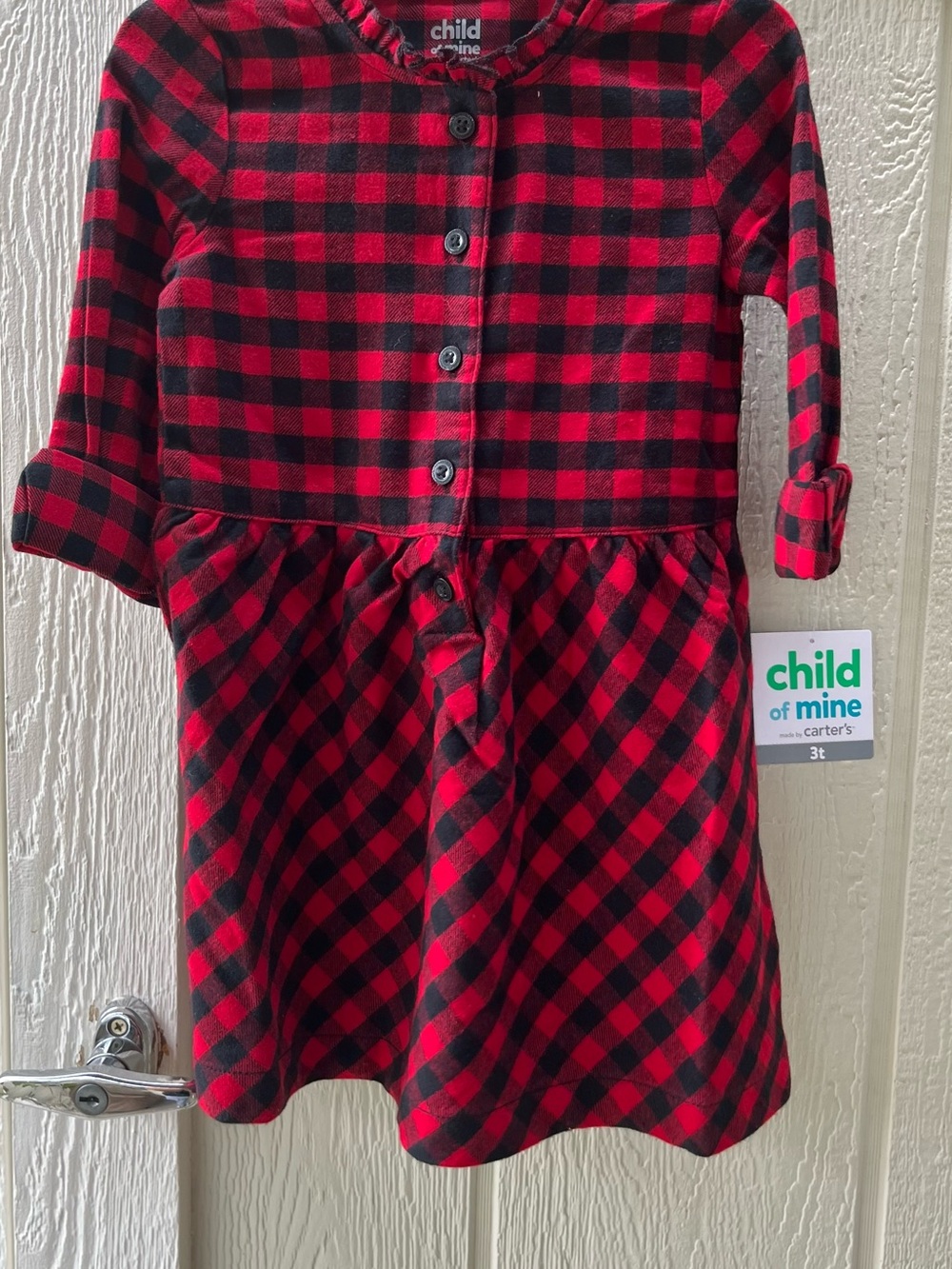 Carter's Child of Mine Red and Black Buffalo Plaid Button Dress